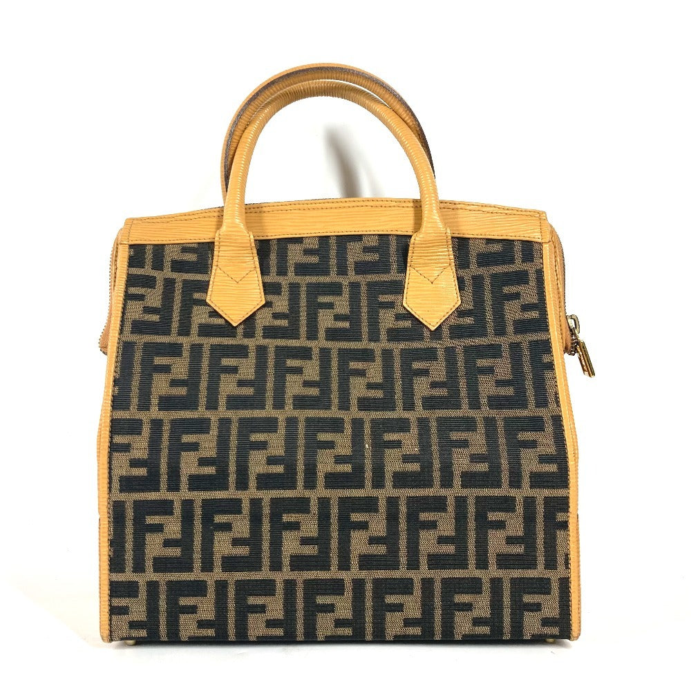 Fendi Handbag Zucca Women Leather Canvas Brown Travel Bag