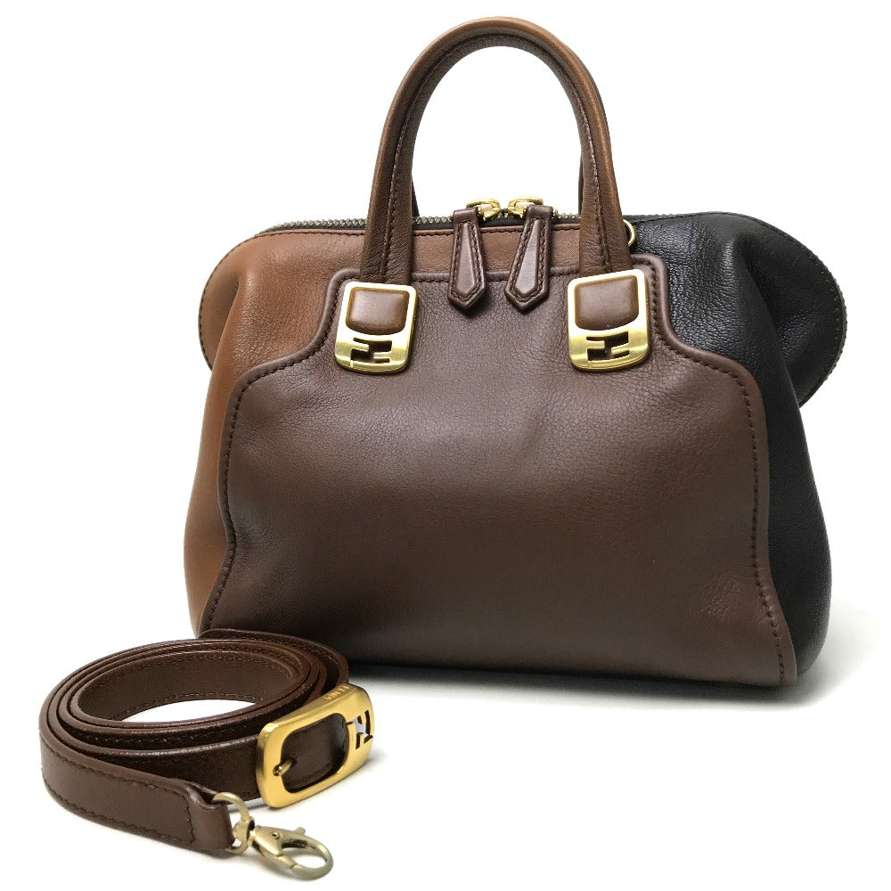 Fendi Handbag 8Bl117 Chameleon Women Leather Brown Travel Bag
