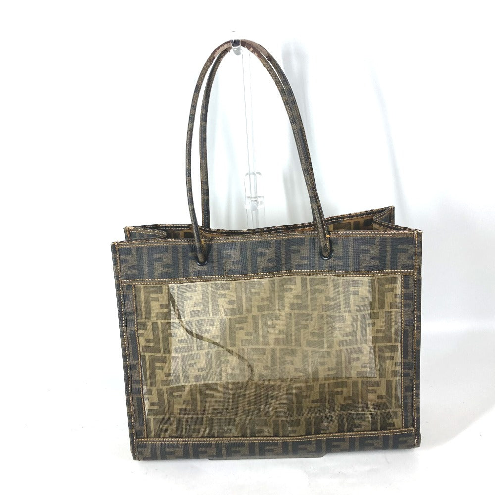 Fendi Shoulder Bag Coated Mesh Bag Beach Bag Zucca Leather Brown