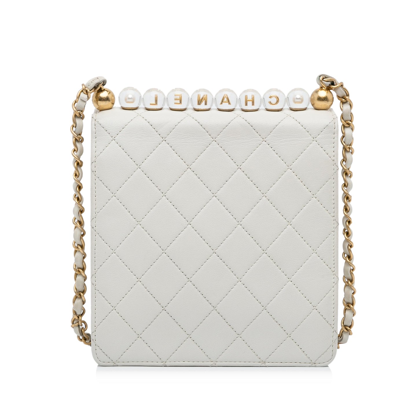 White Chanel Mini Chic Pearls Crossbody