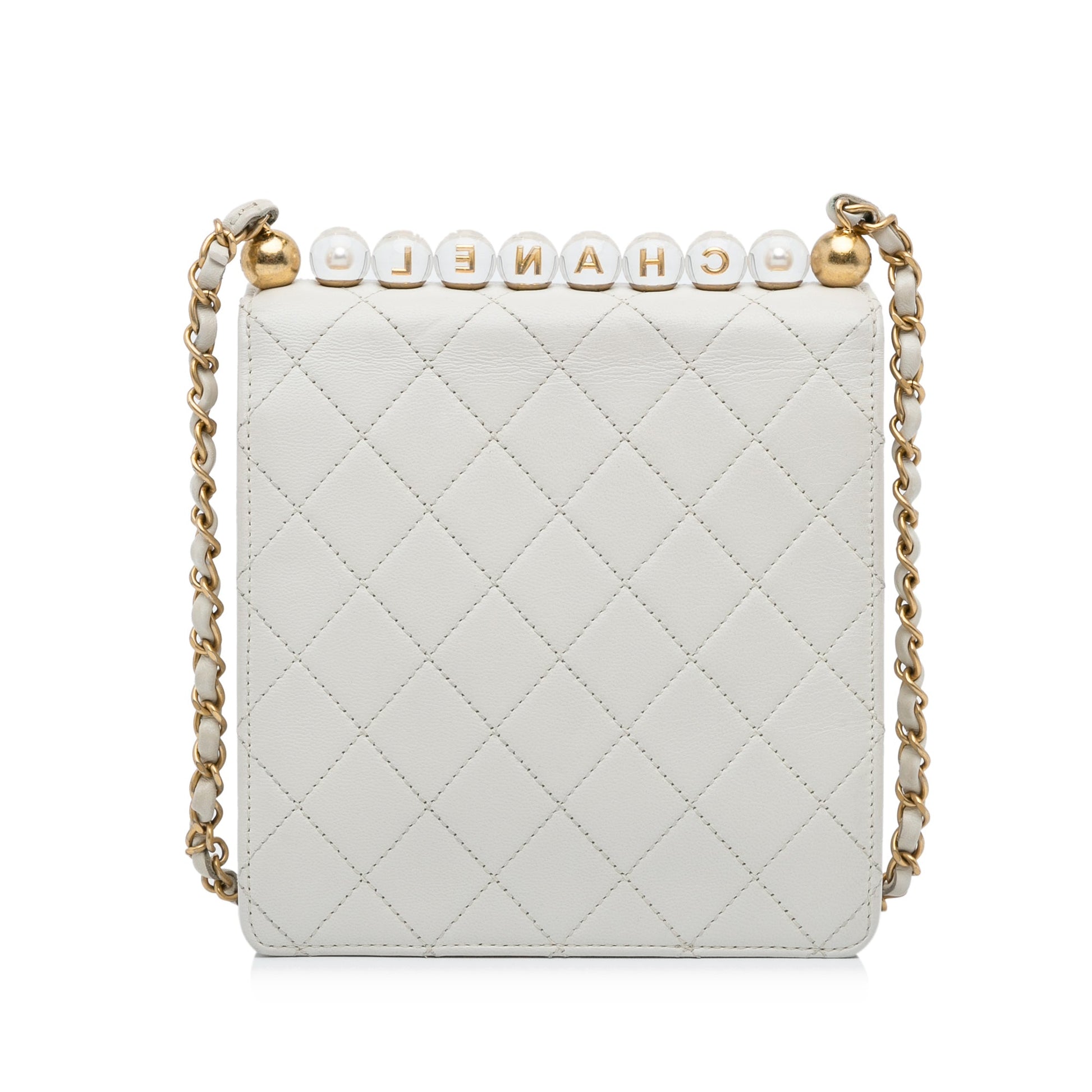 White Chanel Mini Chic Pearls Crossbody