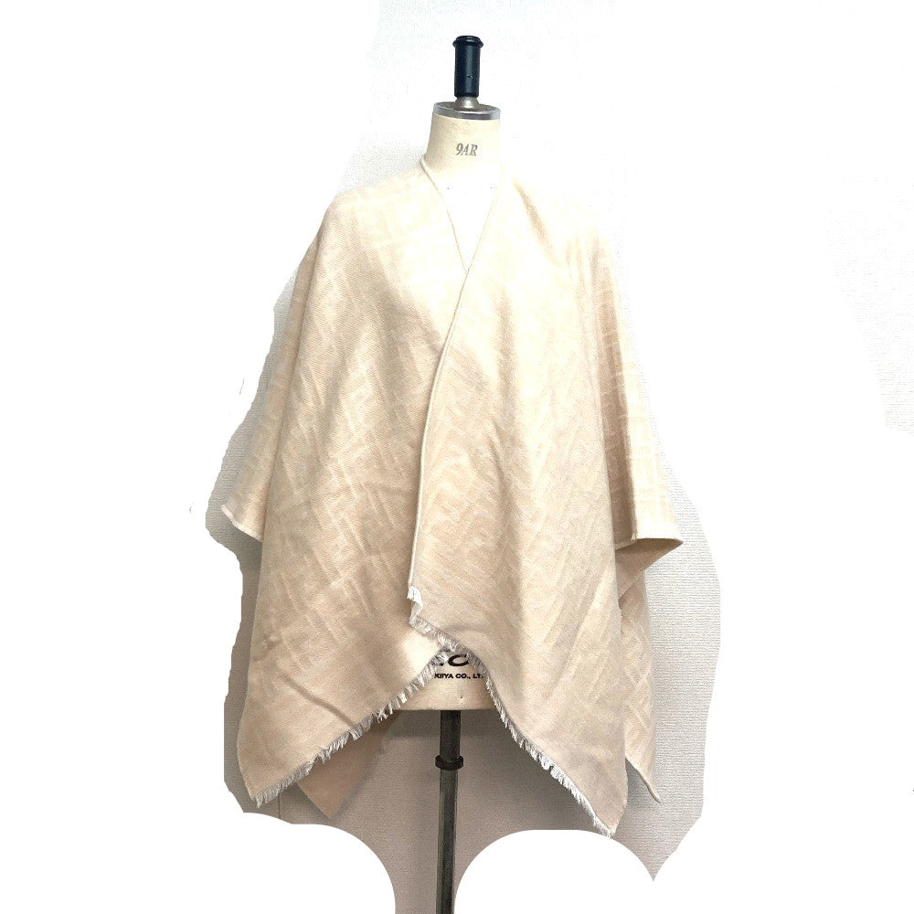 Fendi Poncho Wool Silk Outerwear Haori Apparel Zucca Women Beige Travel Bag