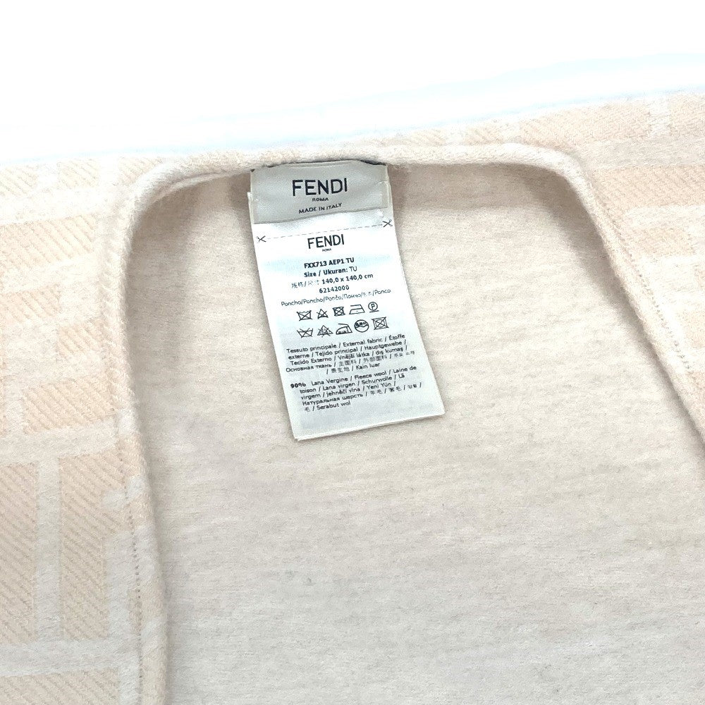 Fendi Poncho Wool Silk Outerwear Haori Apparel Zucca Women Beige Travel Bag