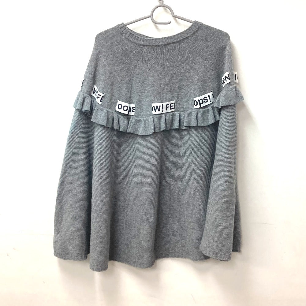 Fendi Poncho Wool Rayon Ribbon Frill Women Handbag Gray Logo Travel Bag