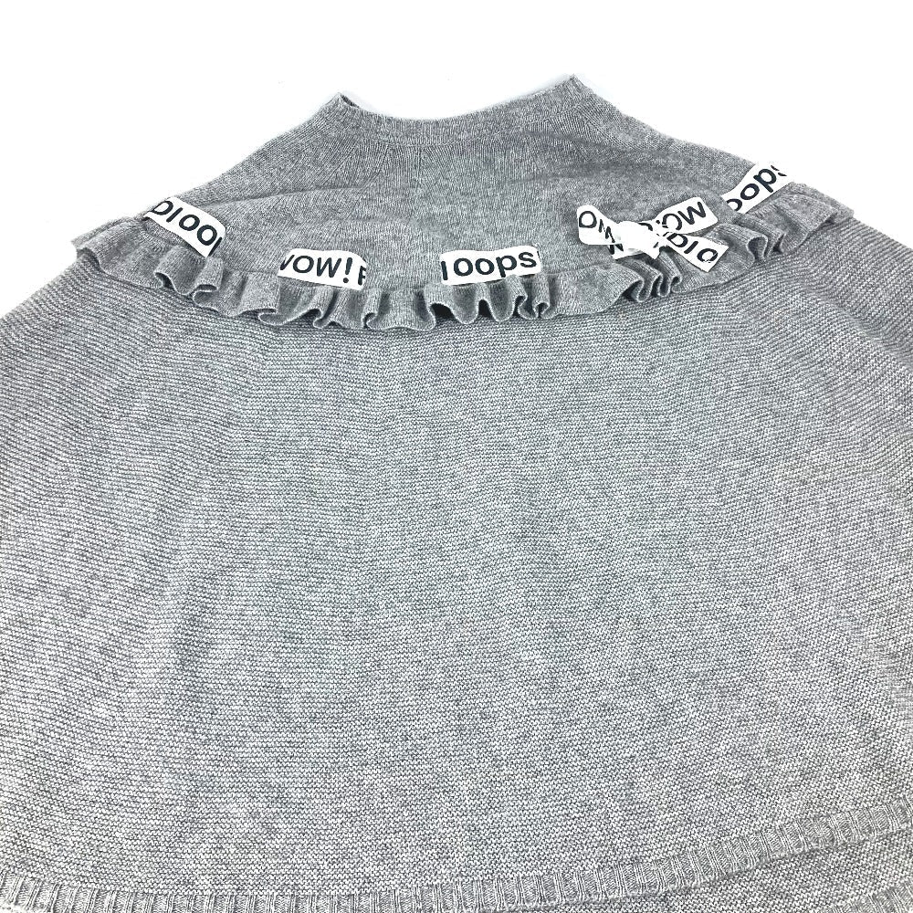 Fendi Poncho Wool Rayon Ribbon Frill Women Handbag Gray Logo Travel Bag
