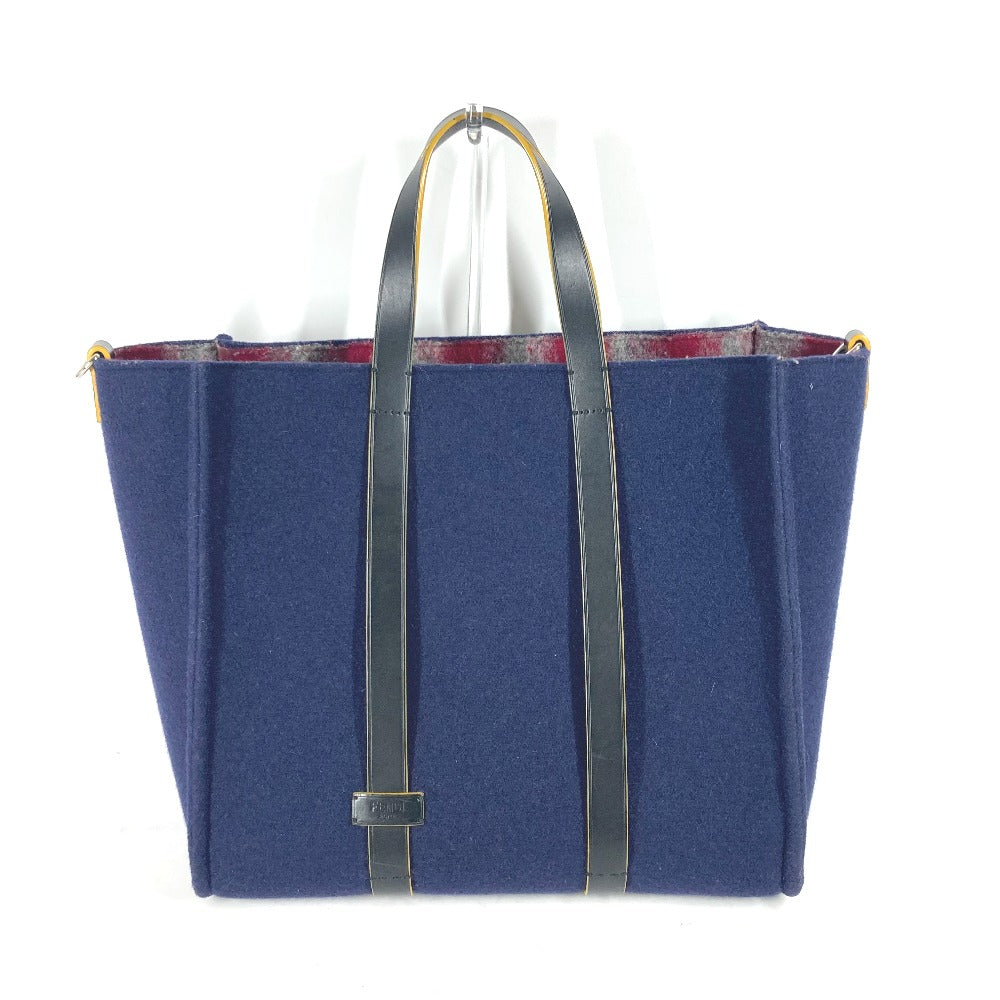 Fendi Tote Bag 7Va390 Wool Shoulder Tote Mens Navy Shoulder Bag