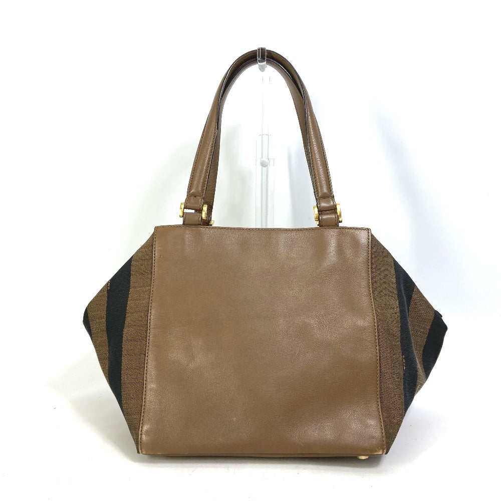 Fendi Handbag 8Bn251 Pecan Women Leather Canvas Suede Travel Bag