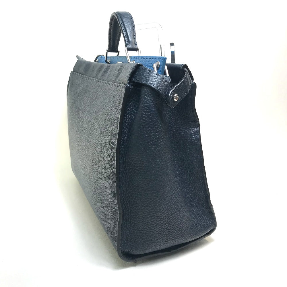 Fendi Business Bag 7Va388 Celeria Peekaboo Mens Leather Blue Navy Travel Bag