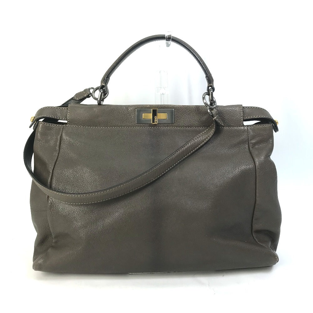 Fendi Handbag 8Bn210 Inner Zucca Pattern Shoulder Bag Tote Leather Gray Large