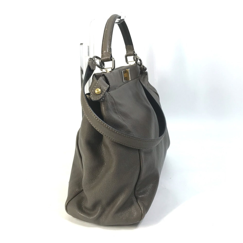 Fendi Handbag 8Bn210 Inner Zucca Pattern Shoulder Bag Tote Leather Gray Large