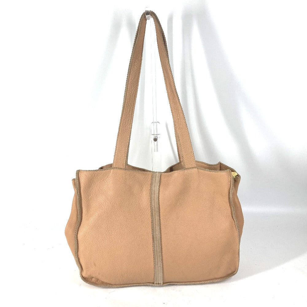 Fendi Tote Bag Big Women Leather Beige Logo