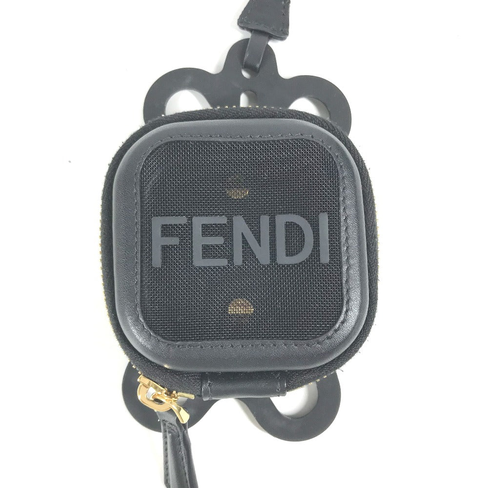 Fendi Strap Rubber Mesh Strap Included Smartphone Pouch Case Leather Black Logo Travel Bag