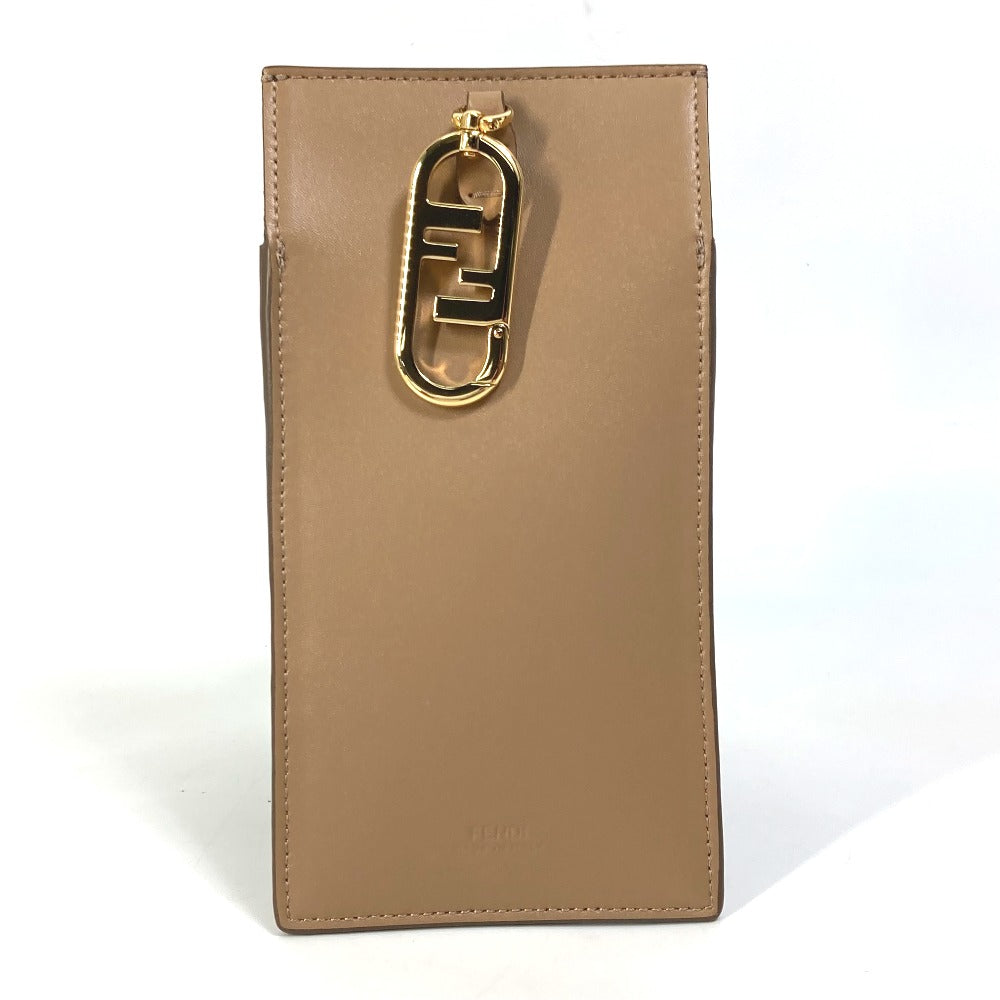 Fendi Pouch 7As047 Fur Smartphone Case Phone Pouch Handbag Leather Beige Travel Bag