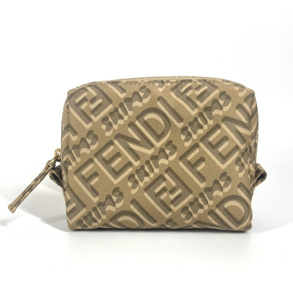 Fendi Pouch 8N0179 Skims Collaboration Women Handbag Nylon Beige Logo Travel Bag