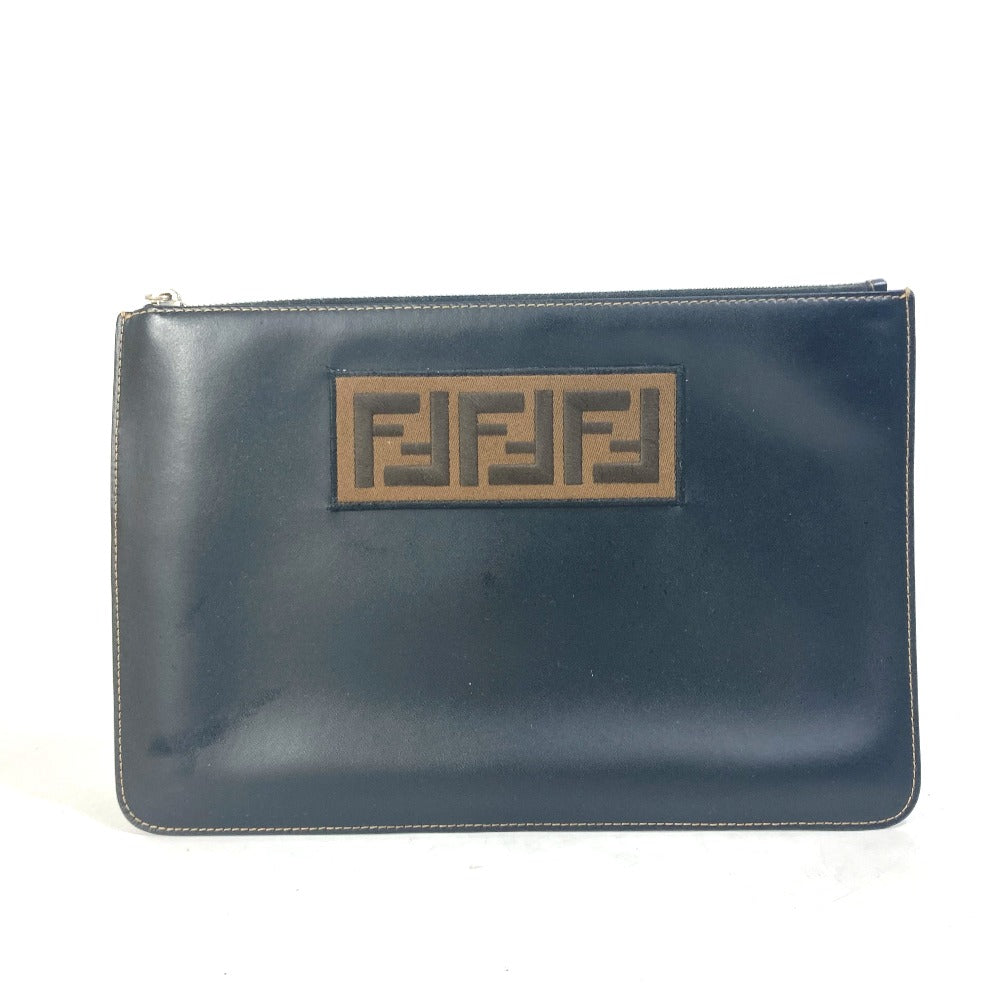 Fendi Clutch Bag 7N0078 Pouch Zucca Mens Leather Black Logo 40230 22379 29