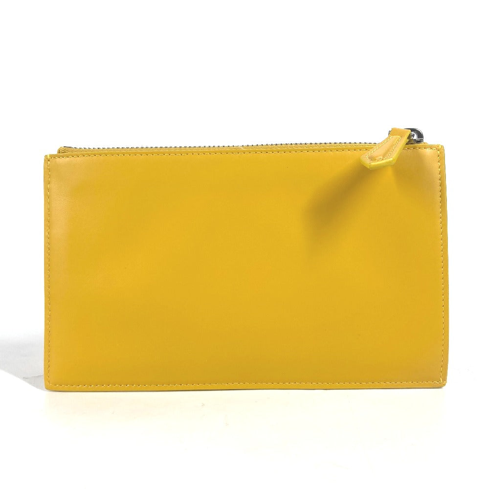 Fendi Clutch Bag 7N0114 Bag Ff Pouch Women Leather Yellow Logo