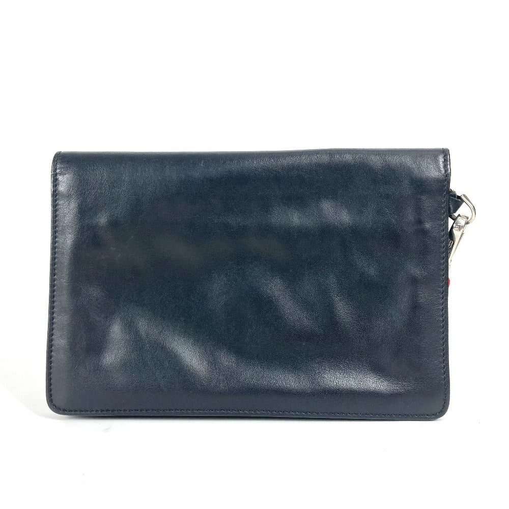 Fendi Clutch Bag Love Unisex Unisex Leather Black Logo