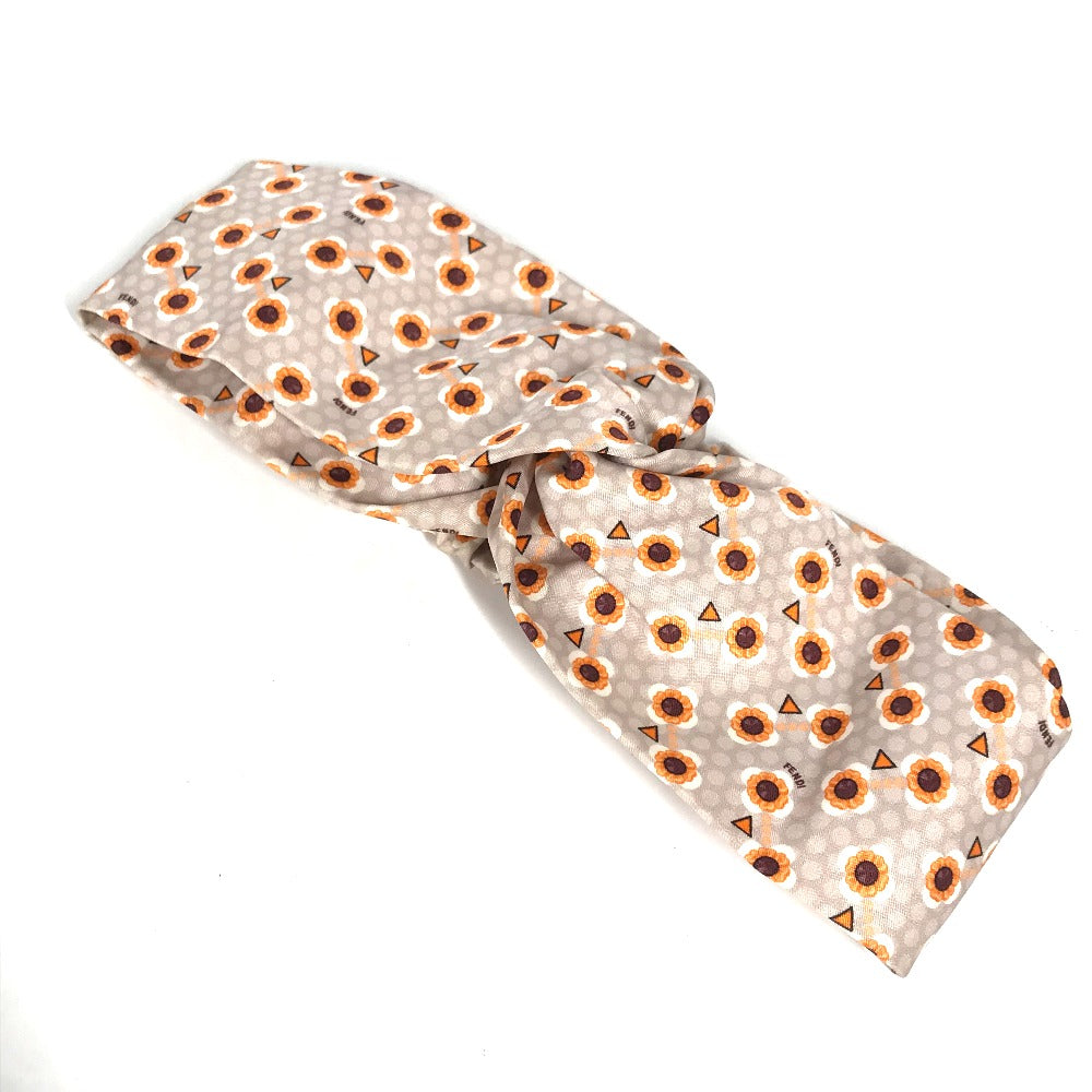 Fendi Hair Accessory Silk Hair Accessory Flower Flower Women Gray Travel Bag