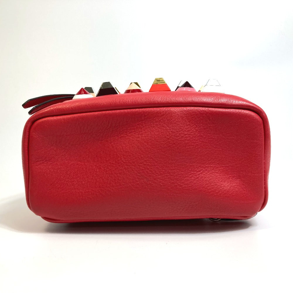 Fendi Backpack 8Bz038 Valentine Limited Color Studs Backpack Women Leather Red Mini