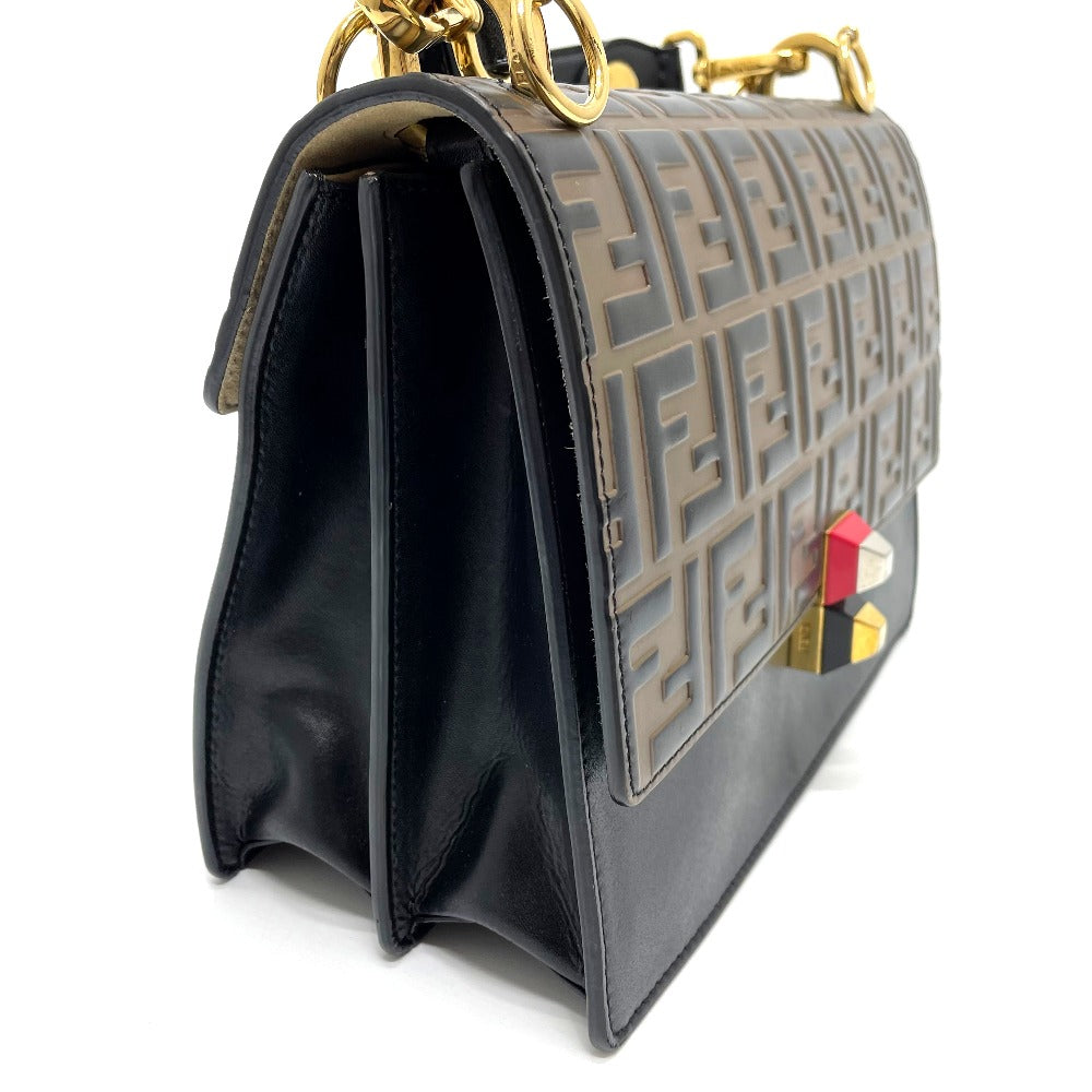Fendi Handbag 8Bt283 Ff Zucca Canai Women Leather Black Brown Travel Bag