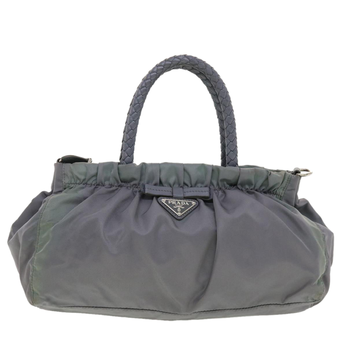 Prada Hand Bag 2Way Nylon Gray Travel Bag