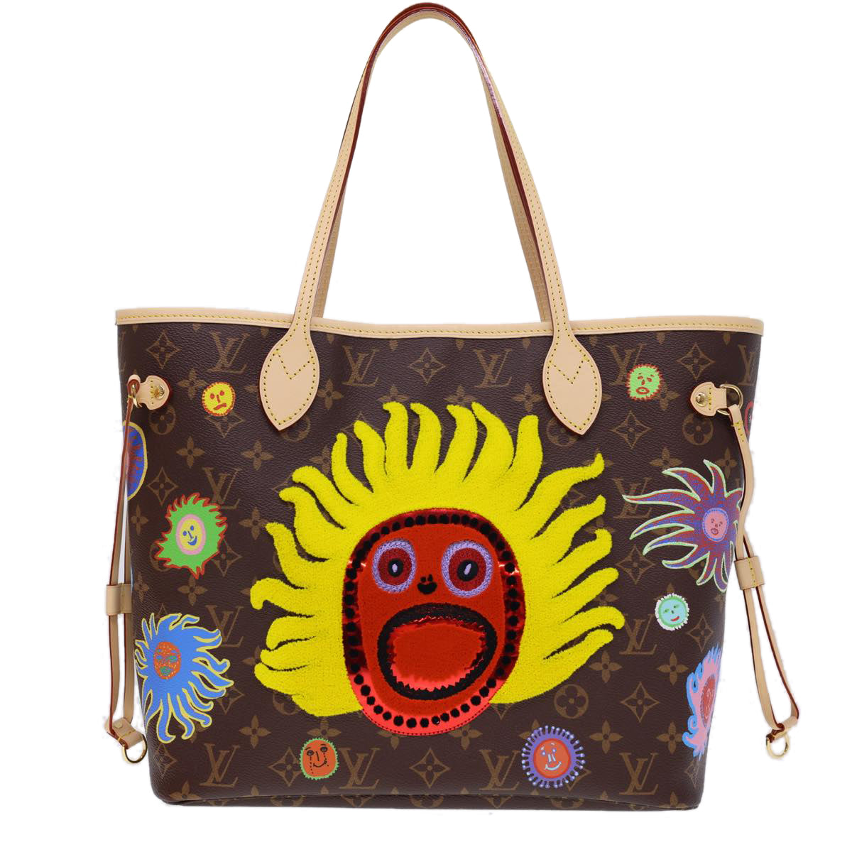 LOUIS VUITTON Yayoi Kusama Face Neverfull MM Tote Bag M46447 LV 40256A