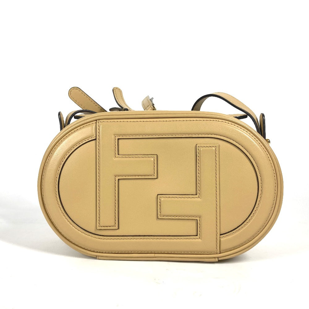 Fendi Shoulder Bag 8Bs058 Pochette Crossbody Camera Case Olock Leather Beige Small
