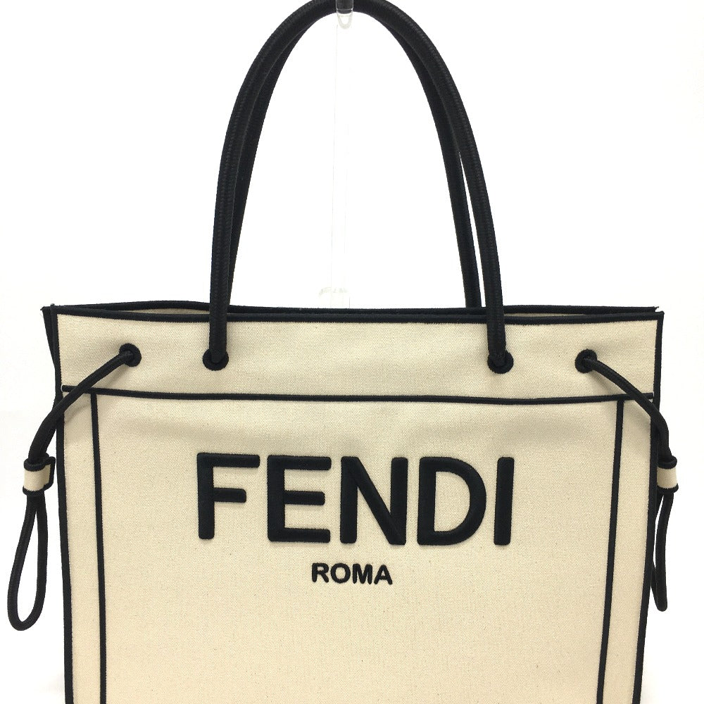 Fendi Tote Bag 8Bh379 Rome Shopper Women Canvas Black Beige