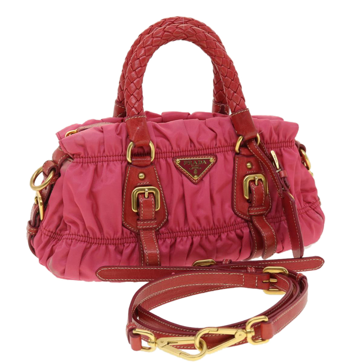 Prada Hand Bag 2Way Nylon Pink Travel Bag 2Way Pink 40325