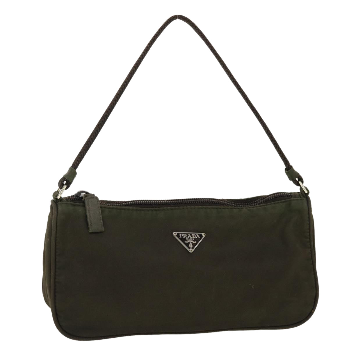 Prada Accessory Pouch Khaki Auth Luxury Handbag Nylon Clutch Bag