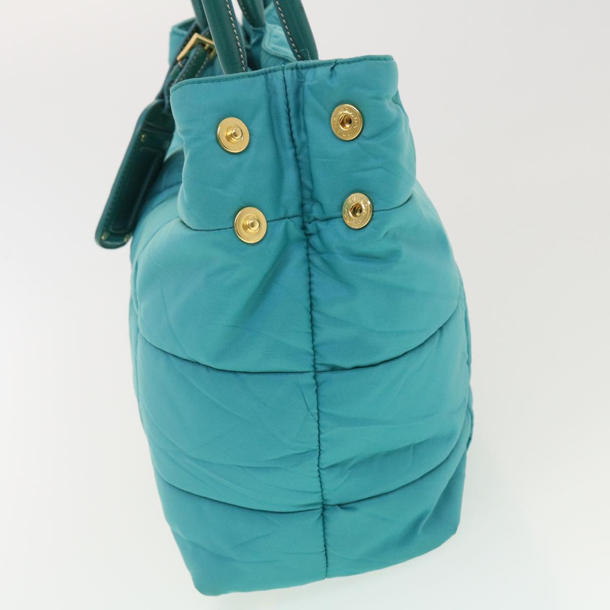 Prada Hand Bag 2Way Turquoise Nylon Quilted Blue Travel Bag