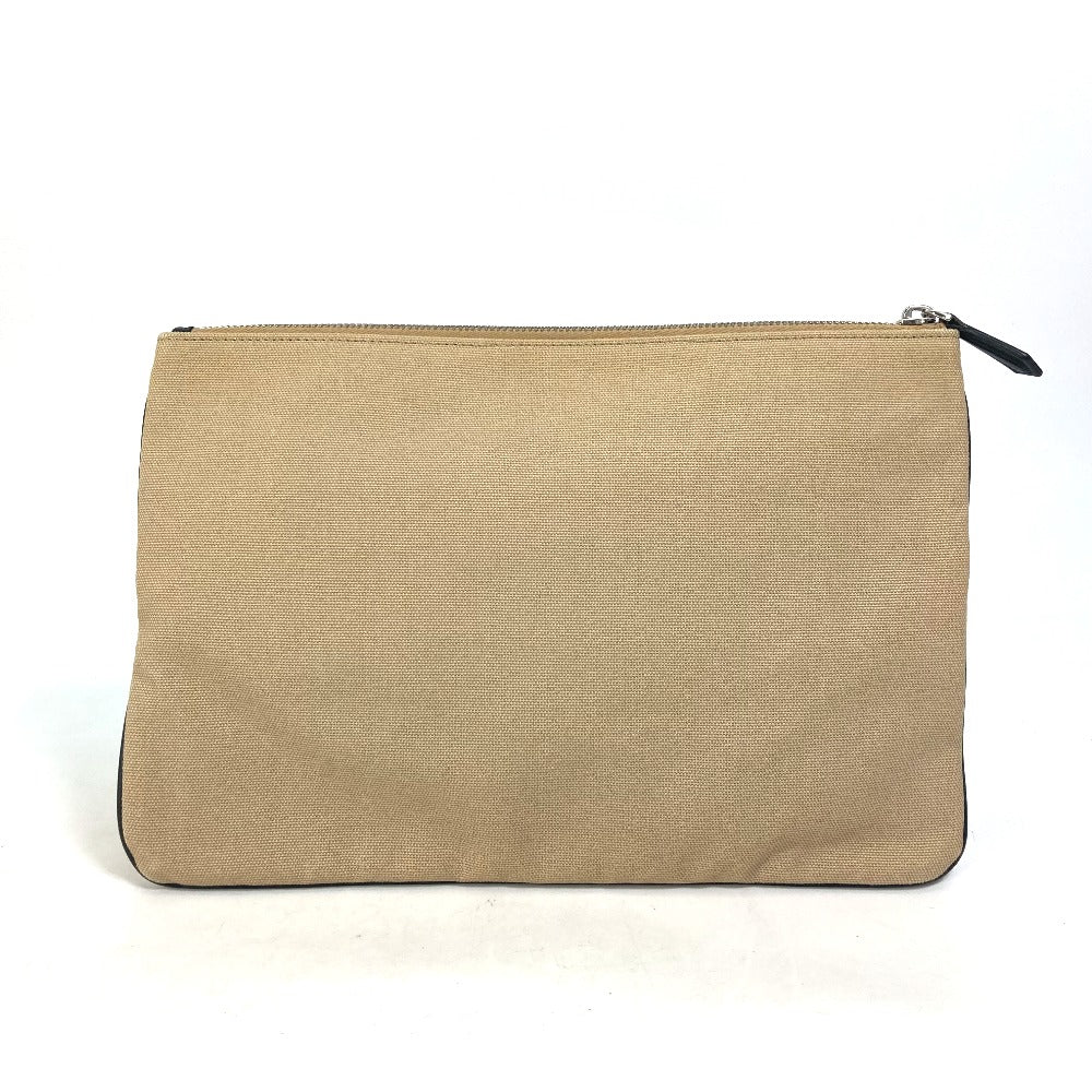 Fendi Clutch Bag Pouch Canvas Beige Logo