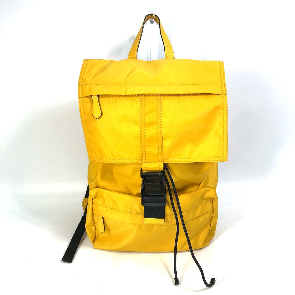 Fendi Backpack 7Vz066 nes Mens Leather Nylon Yellow