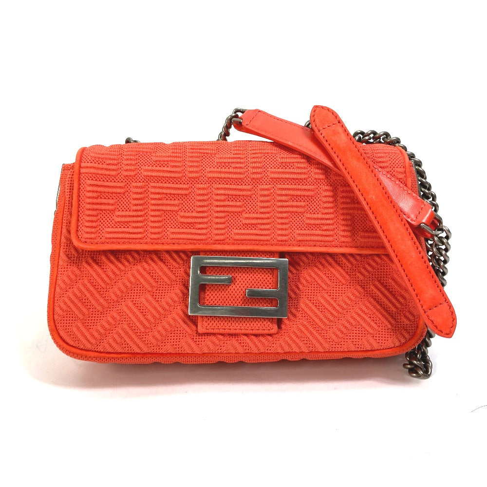 Fendi Shoulder Bag 8Br793 Baguette Midi Women Leather Canvas Red