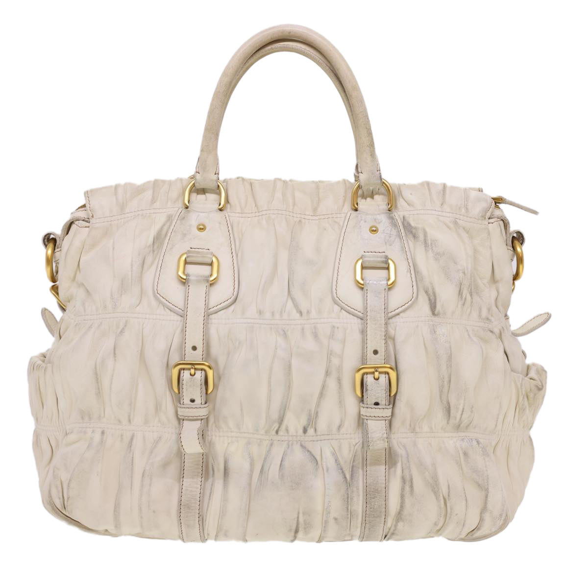 Prada Hand Bag 2Way Leather White Travel Bag