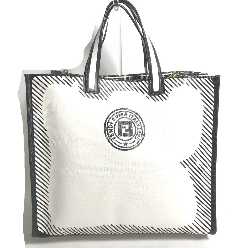 Fendi Tote Bag 8Bh357 Coated Joshua Vides Collaboration Shopper Canvas White