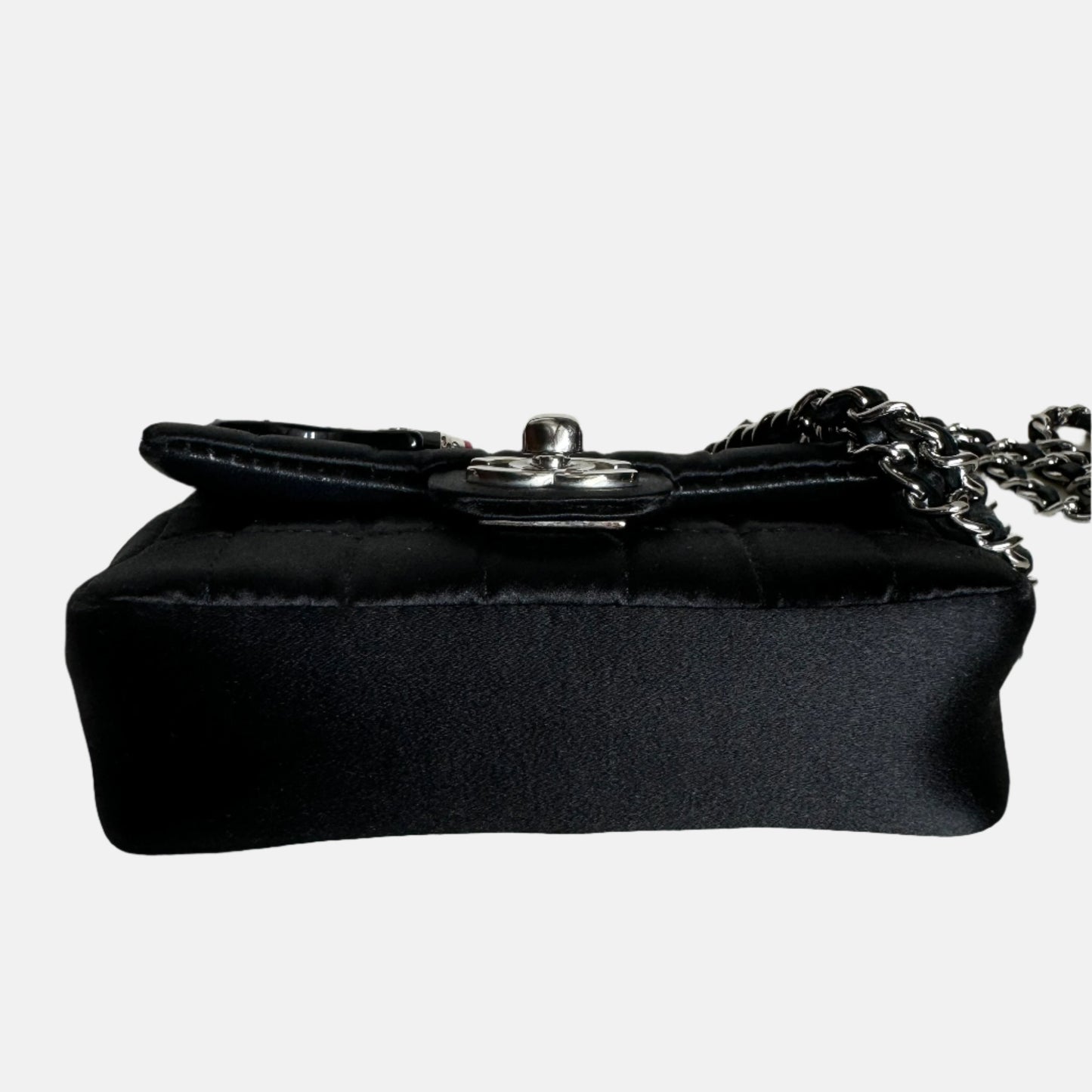 Chanel Extra Flap Satin Choco Bar Lipstick Black Crossbody Bag