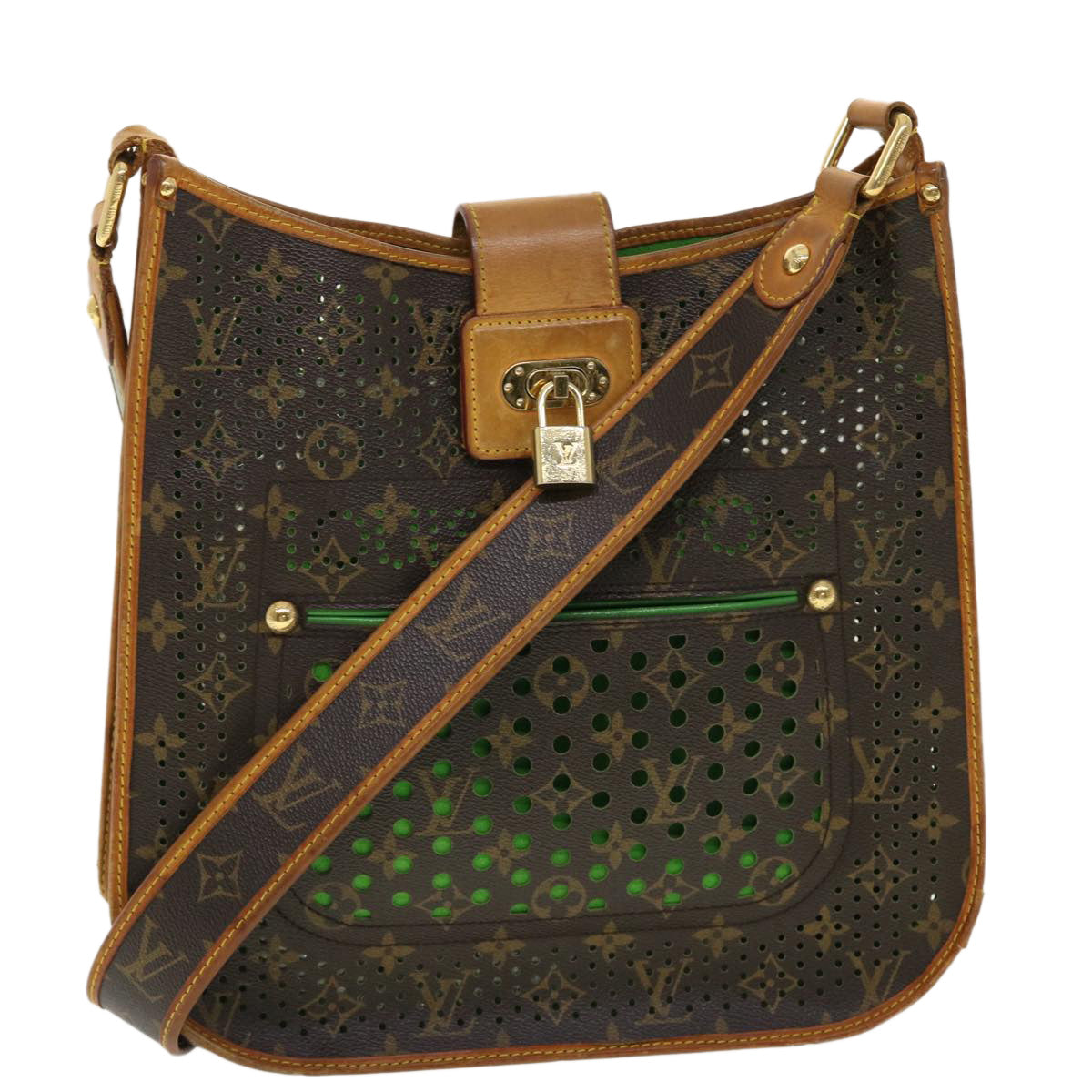 LOUIS VUITTON Monogram Perfo M tte Shoulder Bag Green M95173 LV 40621