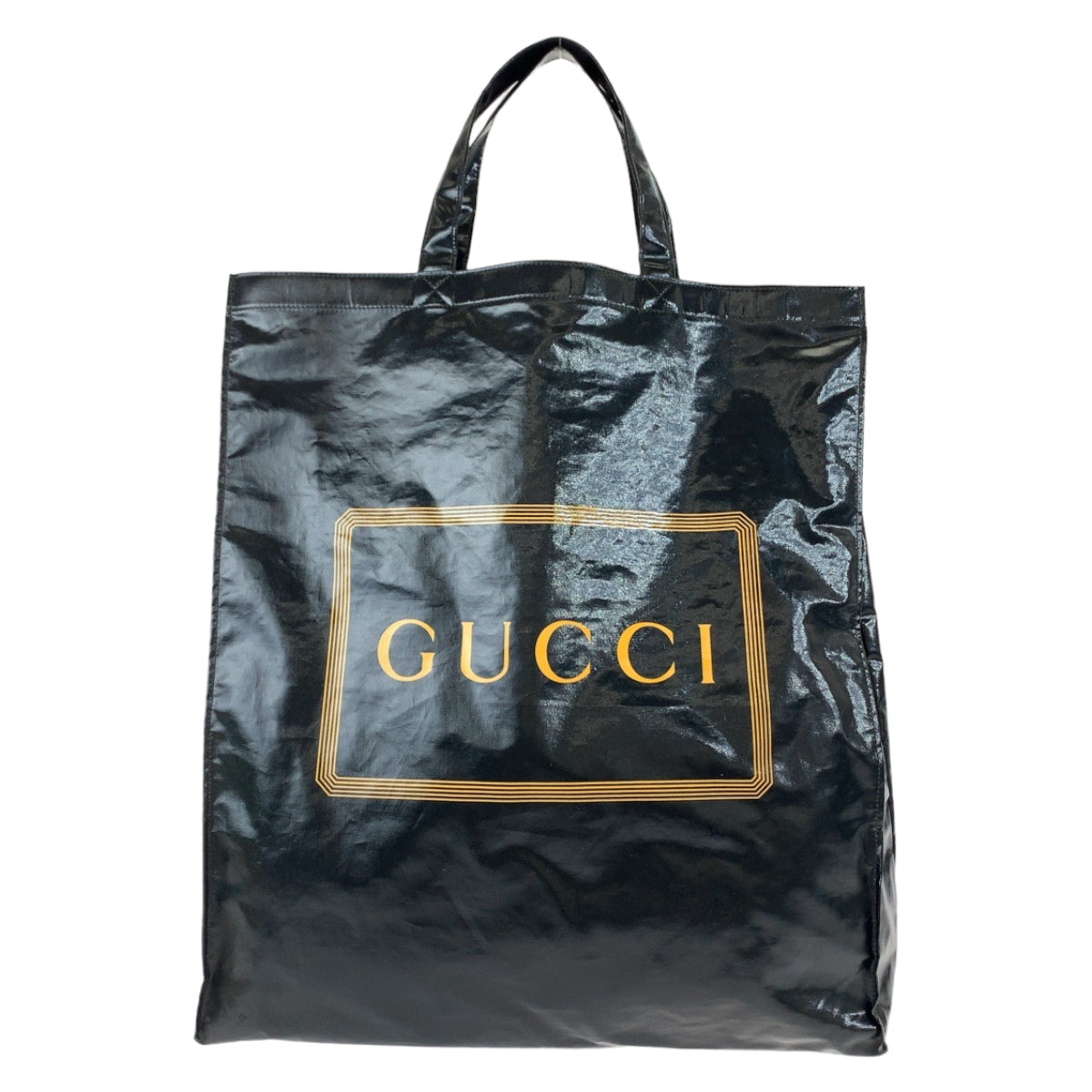 Gucci Coated yellow Canvas Black Tote Bag
