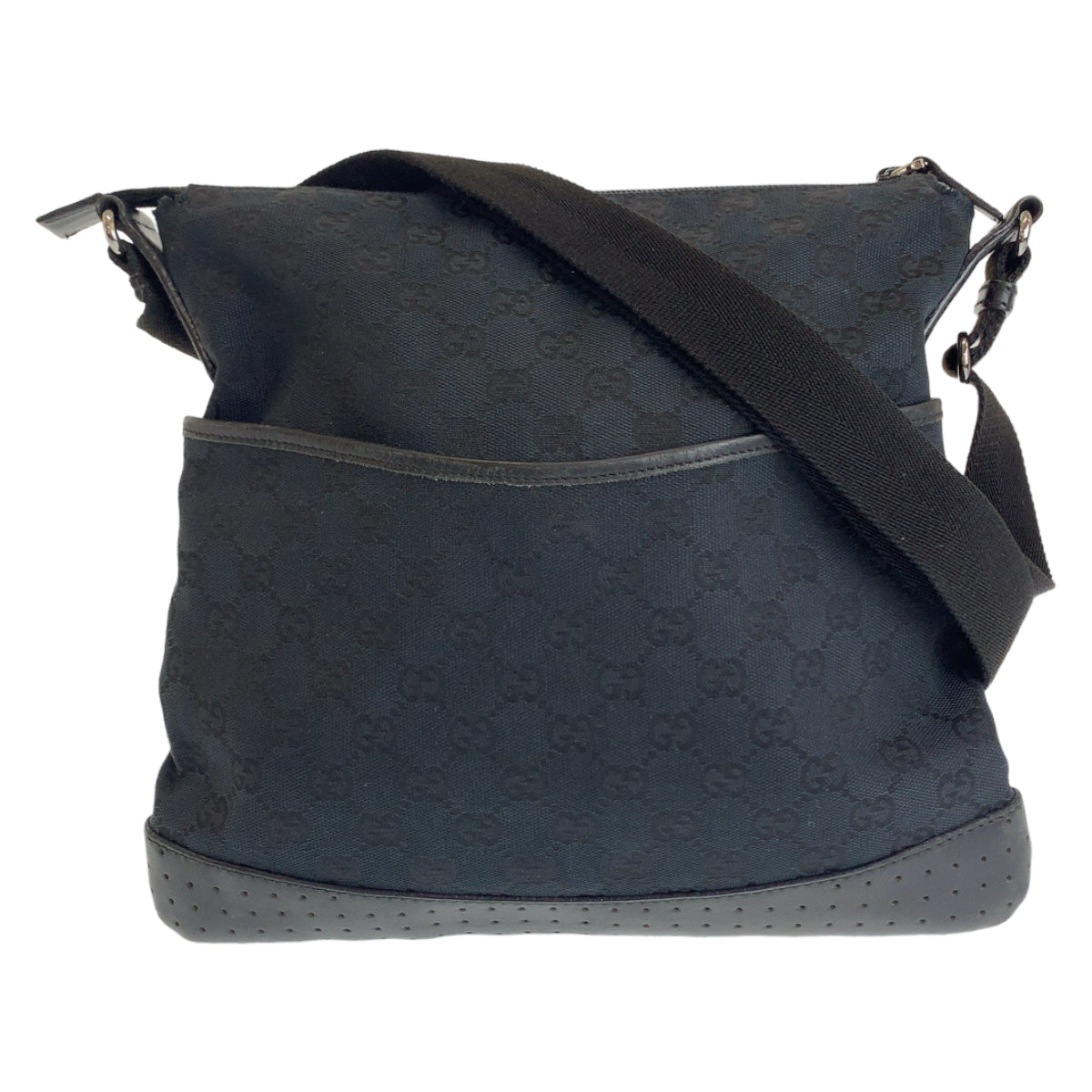 Gucci GG SilverMetal Canvas Black Shoulder Bag