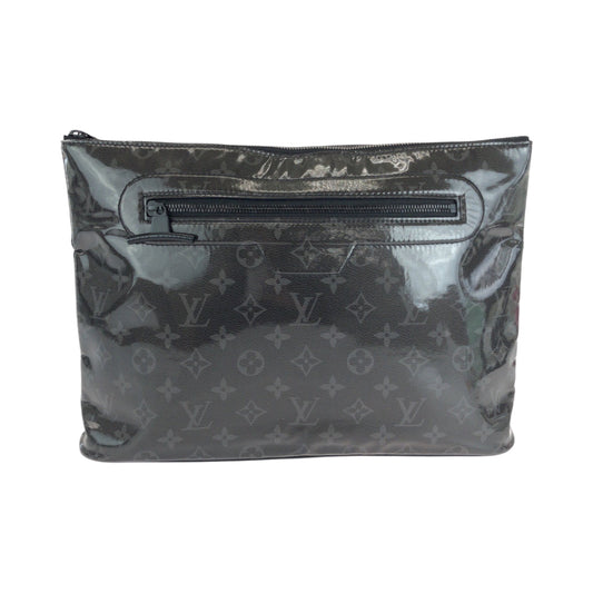 Louis Vuitton M63373 SilverMetal business Eclipse pochette Monogram Leather Patent Black Clutch Bag