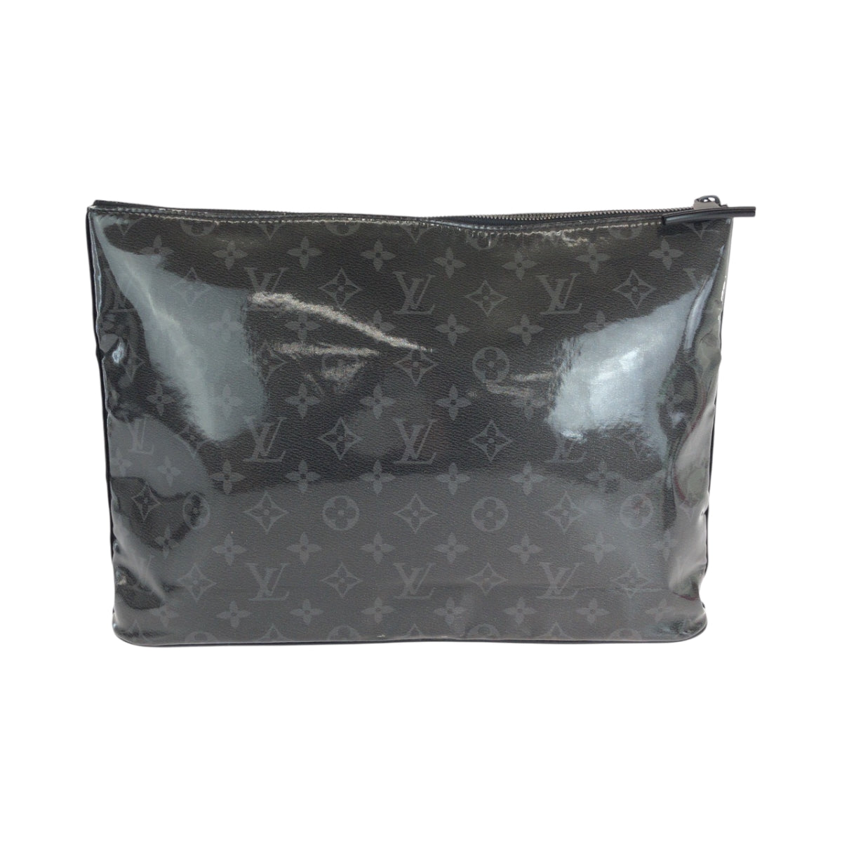 Louis Vuitton M63373 SilverMetal business Eclipse pochette Monogram Leather Patent Black Clutch Bag