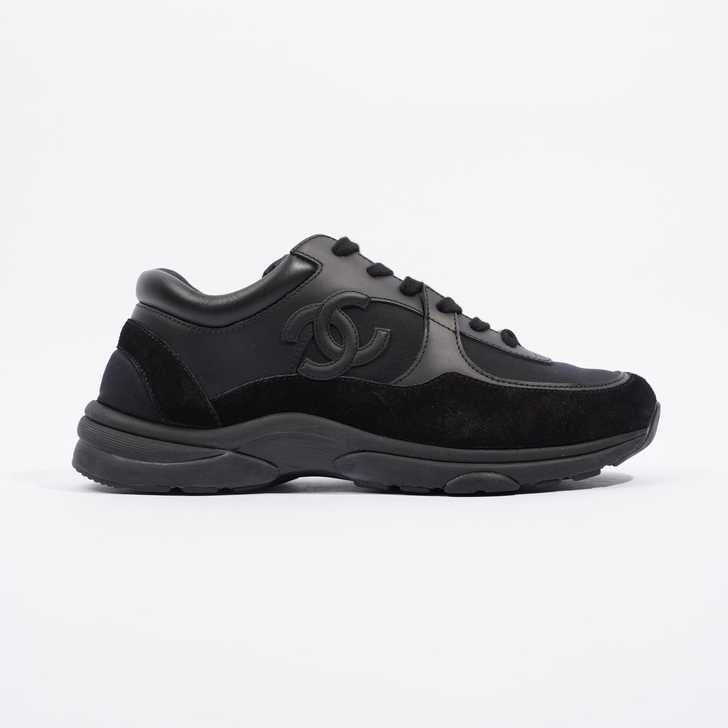 Chanel CC Logo Sneaker Black Leather EU 42 UK 8
