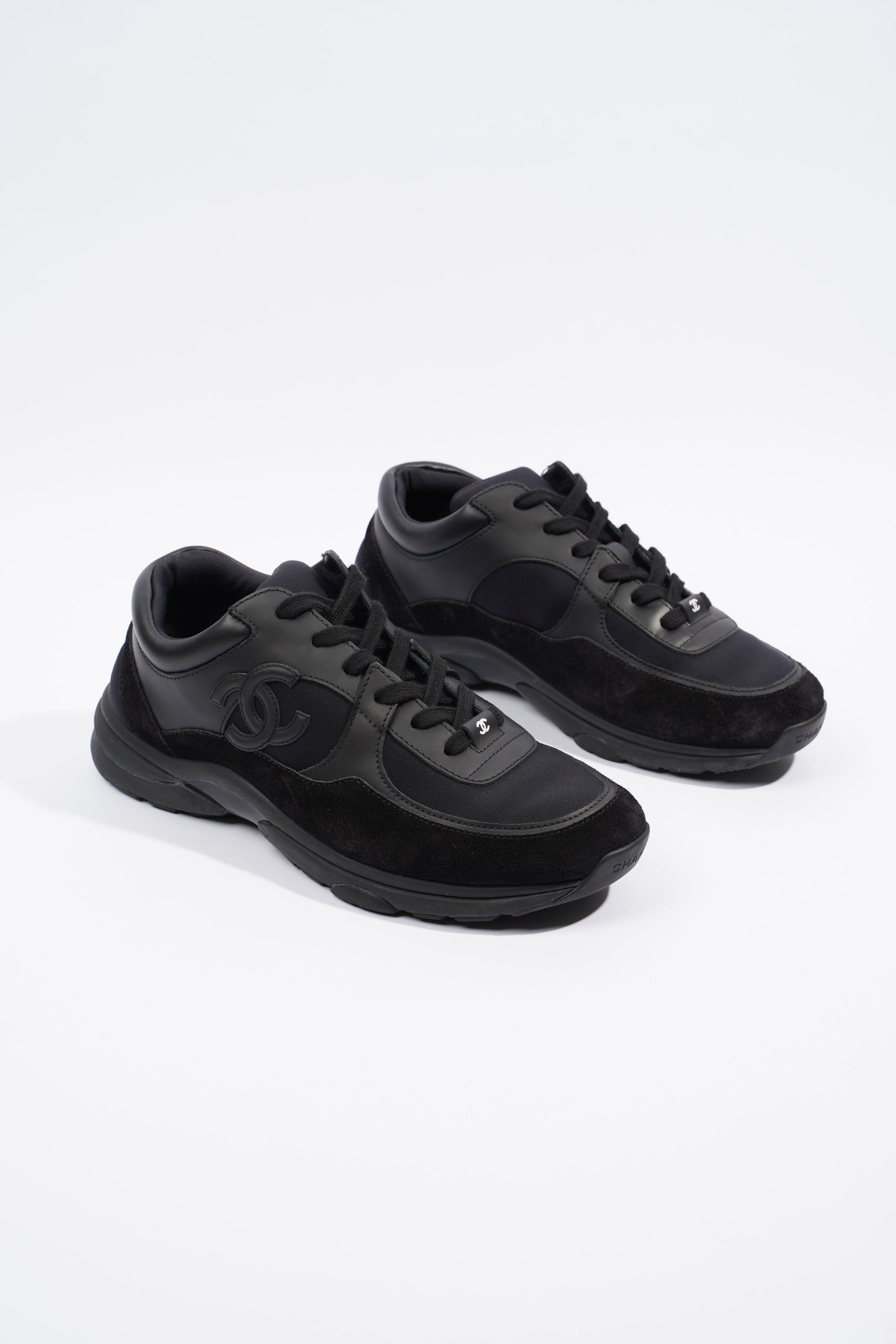Chanel CC Logo Sneaker Black Leather EU 42 UK 8