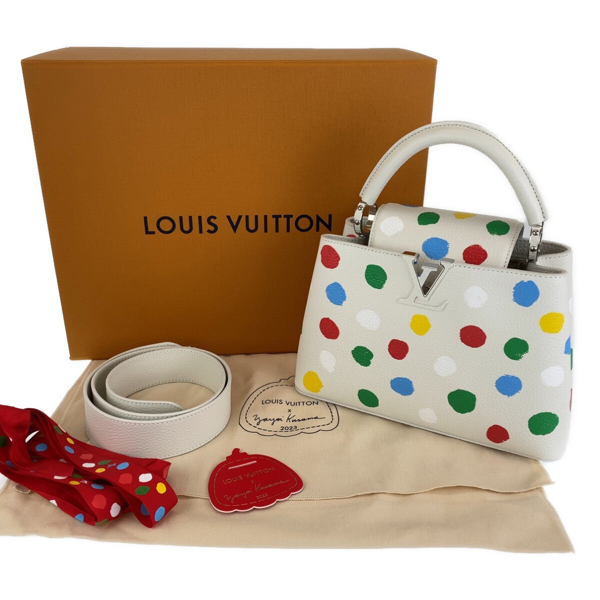 Louis Vuitton M21637 LVxYK Capucines BB Yayoi Leather Multicolor Hat