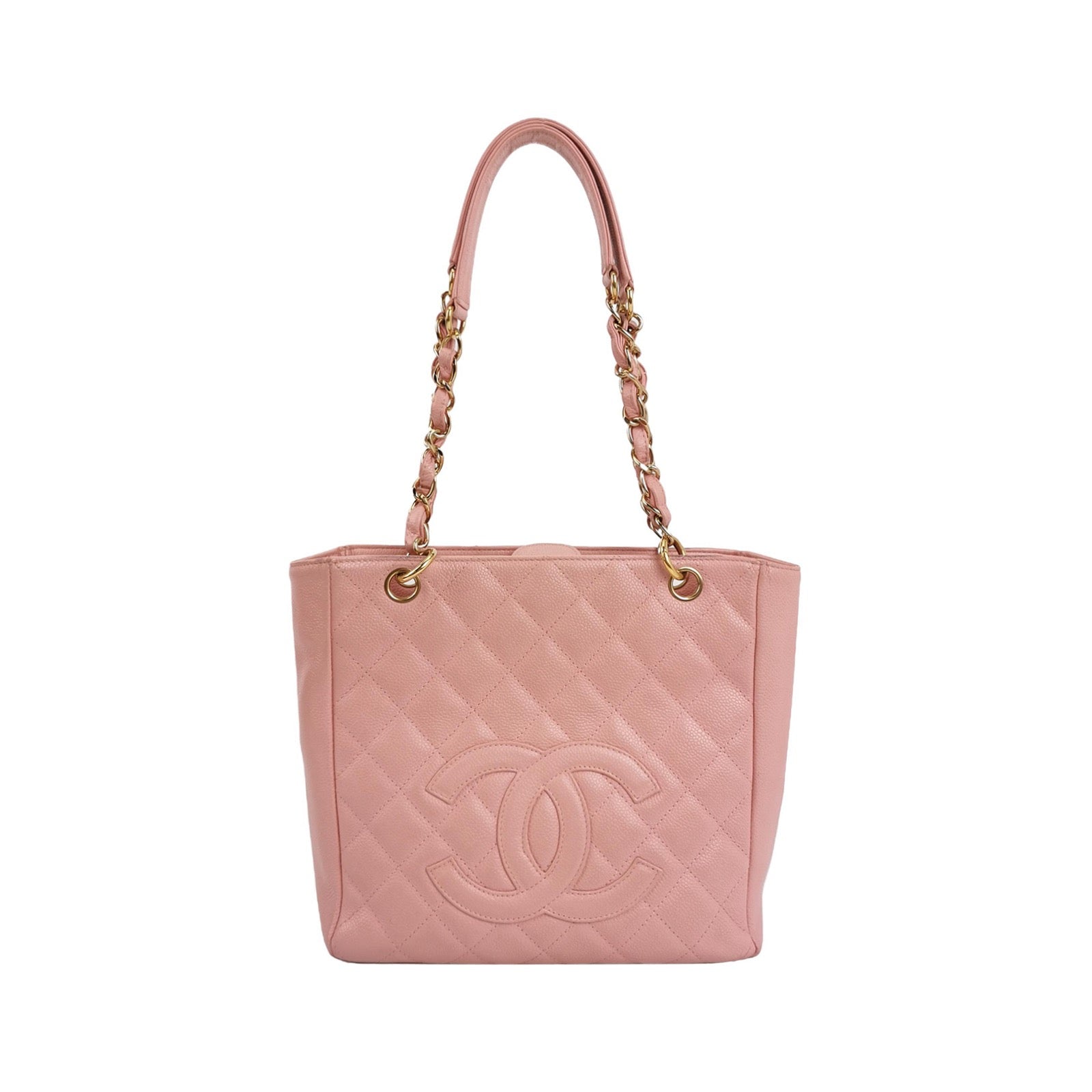 Chanel PST Petite Shopping Caviar Hardware Pink Gold Leather Tote Bag
