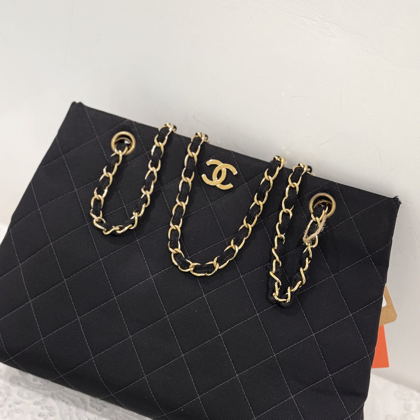 Chanel   quilted canvas chain tote