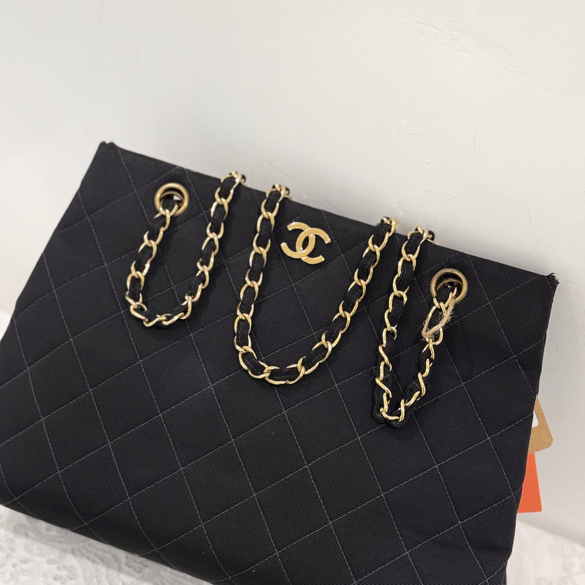 Chanel   quilted canvas chain tote