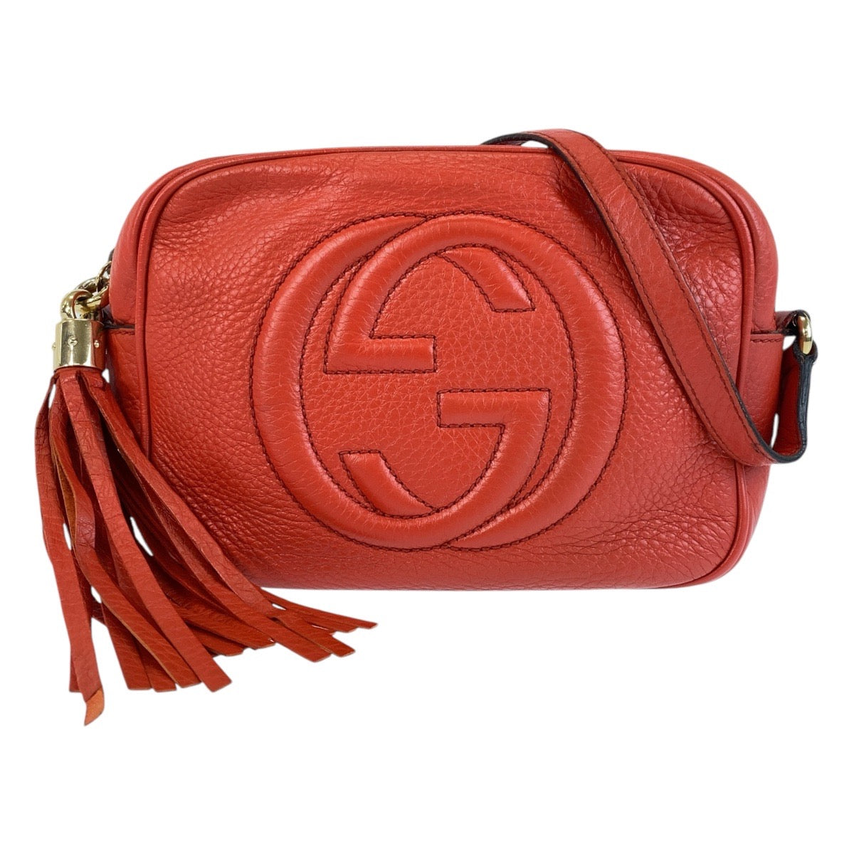 Gucci Metal Soho Interlocking Leather Red Gold Shoulder Bag
