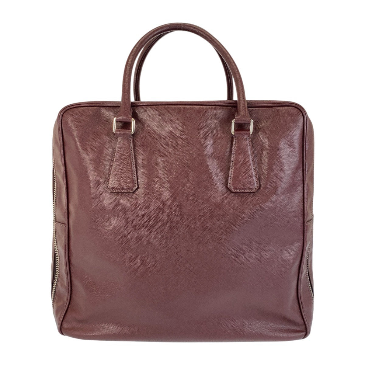 Boston Duffel Bag Wine Silvermetal Safiano Triangle Leather Red Travel Bag